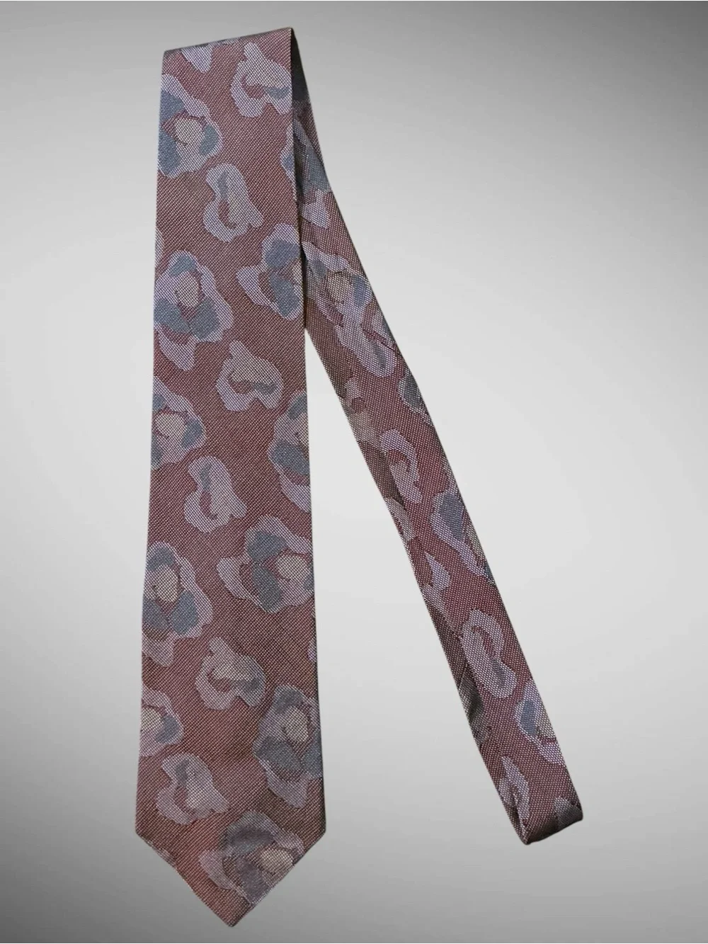 Secours Vintage 100% Silk Floral Necktie Brown Gray 3.25” Classic Tie